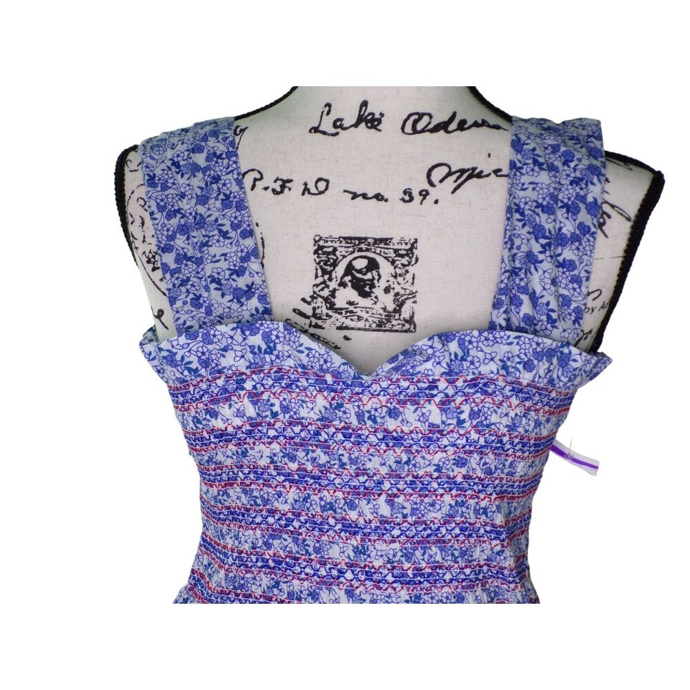 🆕 Mille Garden Smocked Floral Midi Dress Cotton Large 8-10 - Picture 7 of 12